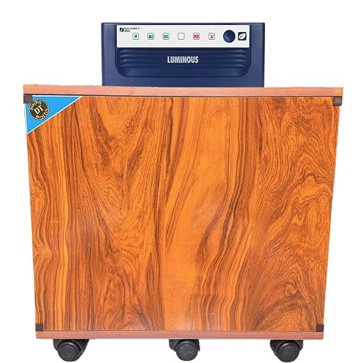 Wooden Inverter Battery Trolley Cabinet with Tray | Wooden Invertor Trolley for Battery, Inverter for Home and Office | 6 Wheels Support | Load Capacity-120Kg (Gold)