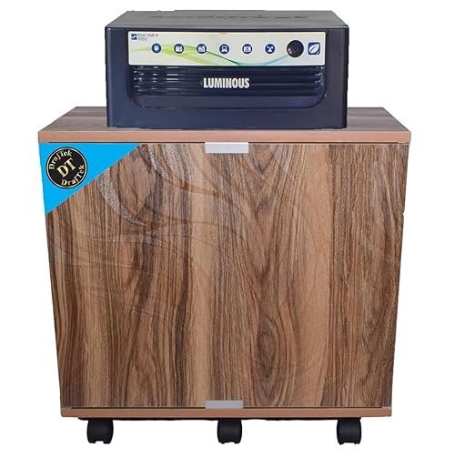 Wooden Inverter Battery Trolley Cabinet with Tray | Wooden Invertor Trolley, ups Box for Home and Office | 6 Wheels Support | Load Capacity-120Kg (African Color)